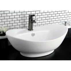 Kingston Brass NS8420DKL Water Onyx Single Handle Lavatory Faucet with Anti-Slide Handle Sleeve and Brass Pop up Drain in Black Nickel