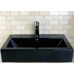 Kingston Brass NS8420DKL Water Onyx Single Handle Lavatory Faucet with Anti-Slide Handle Sleeve and Brass Pop up Drain in Black Nickel