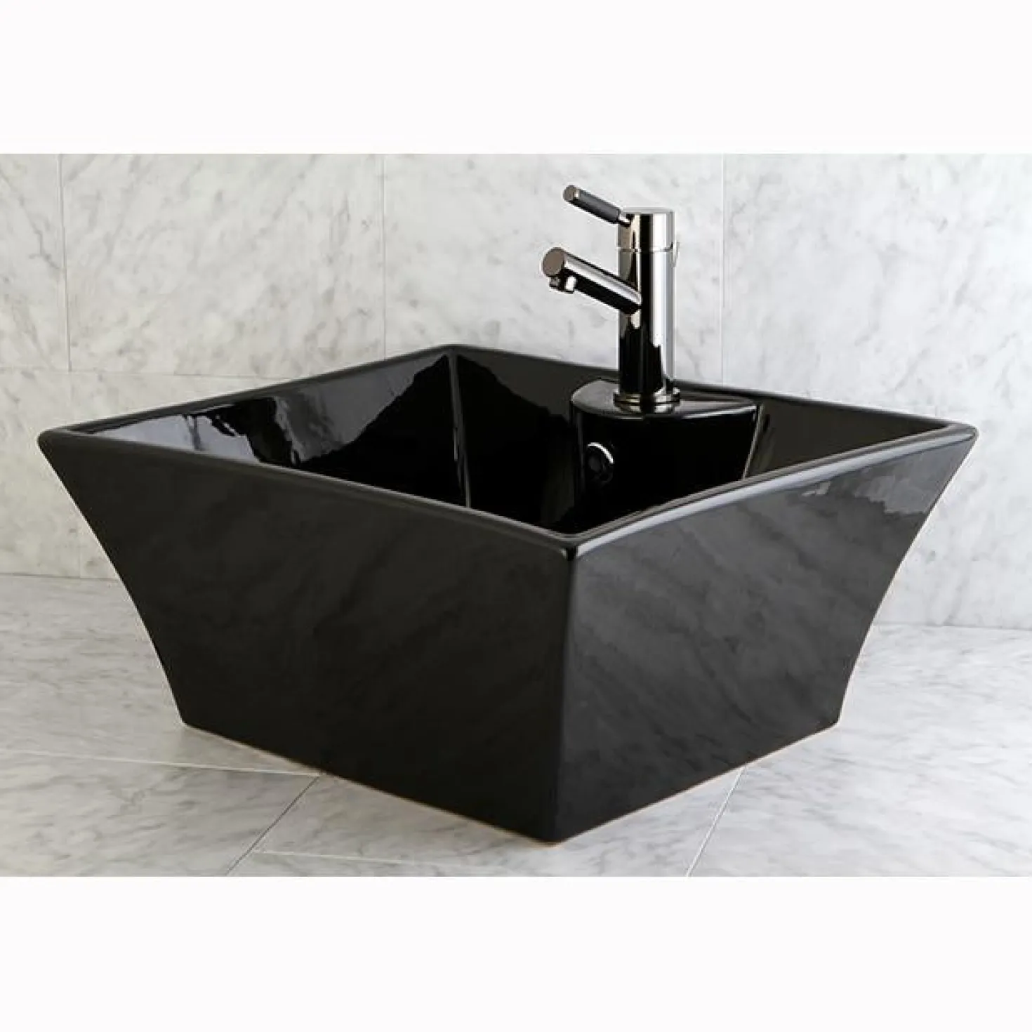 Kingston Brass NS8420DKL Water Onyx Single Handle Lavatory Faucet with Anti-Slide Handle Sleeve and Brass Pop up Drain in Black Nickel