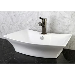 Kingston Brass NS8420DKL Water Onyx Single Handle Lavatory Faucet with Anti-Slide Handle Sleeve and Brass Pop up Drain in Black Nickel