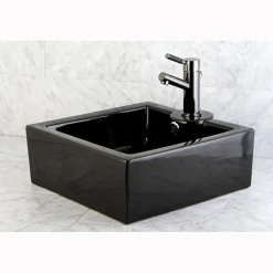Kingston Brass NS8420DKL Water Onyx Single Handle Lavatory Faucet with Anti-Slide Handle Sleeve and Brass Pop up Drain in Black Nickel
