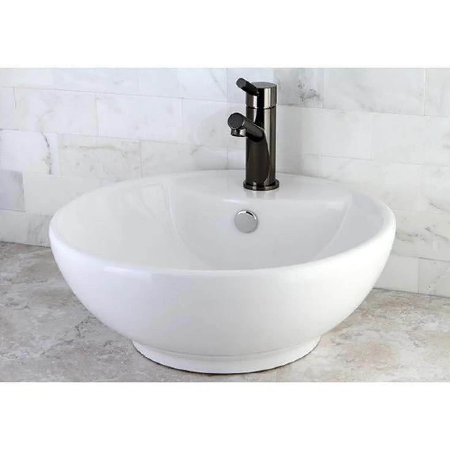 Kingston Brass NS8420DKL Water Onyx Single Handle Lavatory Faucet with Anti-Slide Handle Sleeve and Brass Pop up Drain in Black Nickel