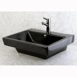 Kingston Brass NS8420DKL Water Onyx Single Handle Lavatory Faucet with Anti-Slide Handle Sleeve and Brass Pop up Drain in Black Nickel