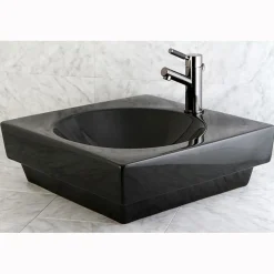 Kingston Brass NS8420DKL Water Onyx Single Handle Lavatory Faucet with Anti-Slide Handle Sleeve and Brass Pop up Drain in Black Nickel