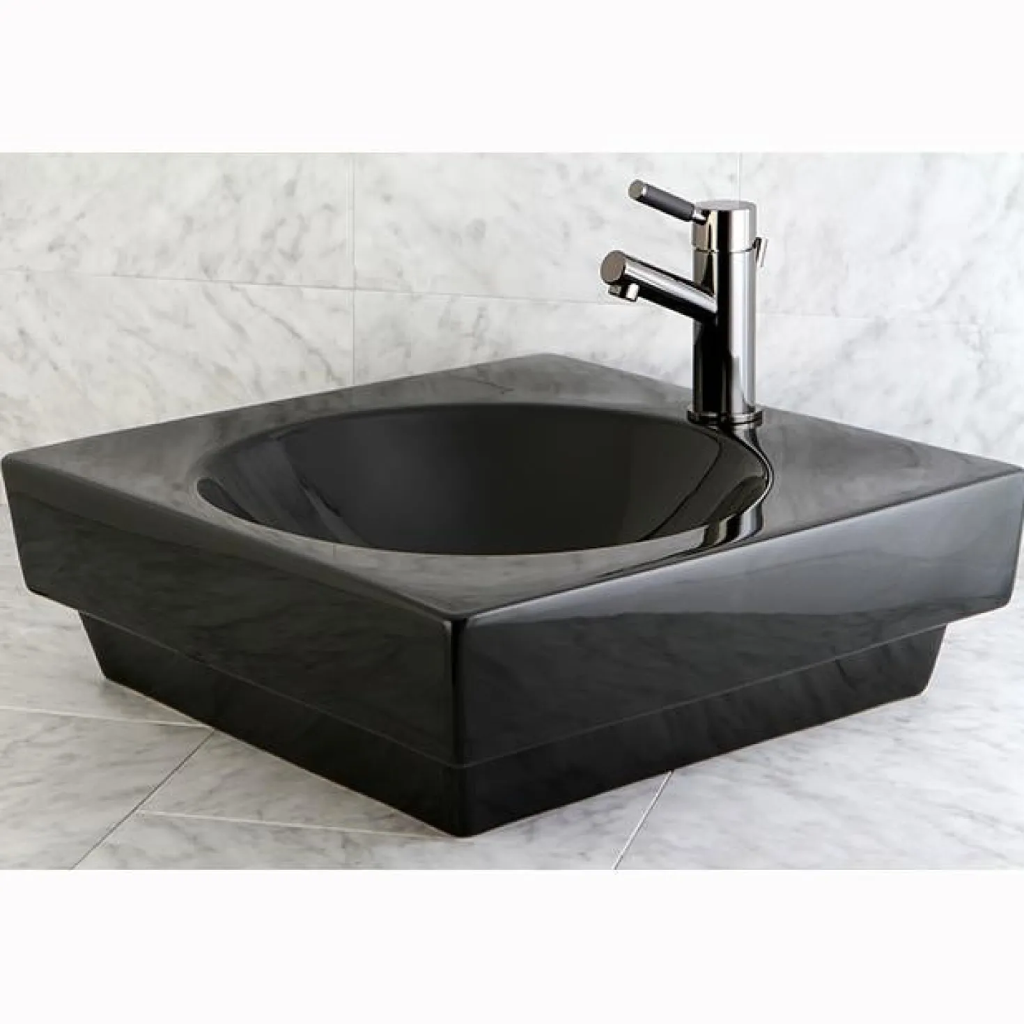 Kingston Brass NS8420DKL Water Onyx Single Handle Lavatory Faucet with Anti-Slide Handle Sleeve and Brass Pop up Drain in Black Nickel
