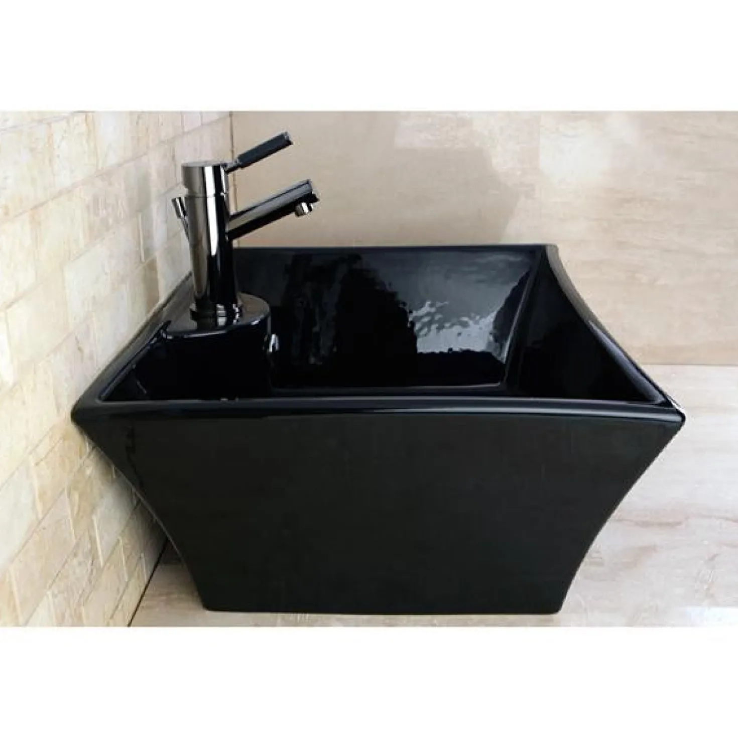 Kingston Brass NS8420DKL Water Onyx Single Handle Lavatory Faucet with Anti-Slide Handle Sleeve and Brass Pop up Drain in Black Nickel