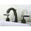 Kingston Brass NS2960DKL Water Onyx Widespread Lavatory Faucet with Lever Handles and Brass Pop up Drain in Black Nickel