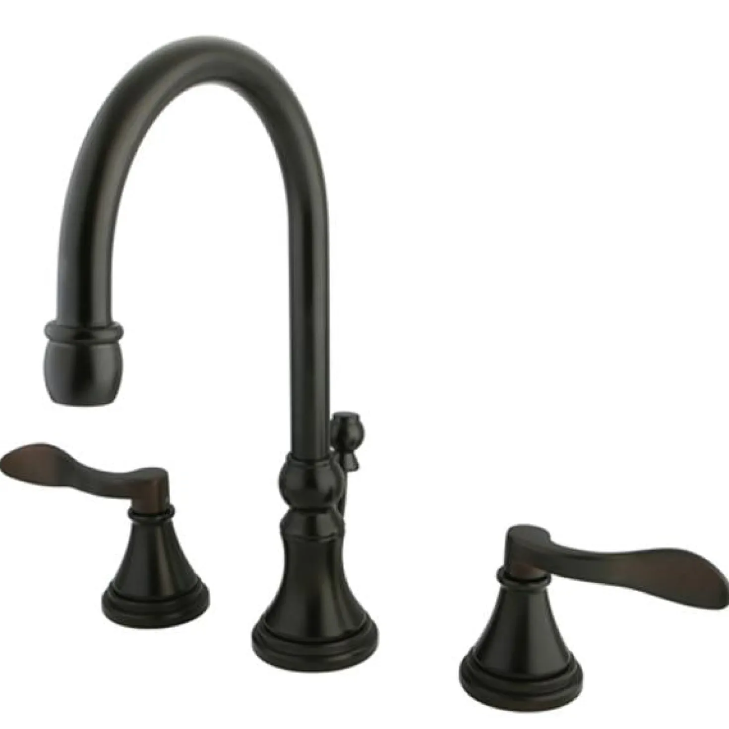 Kingston Brass Nu French Two Handle 8" to 16" Widespread Lavatory Faucet with Brass Pop-up