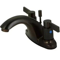 Kingston Brass NuvoFusion 4" Centerset Double Handle Lavatory Faucet with Brass Pop-up