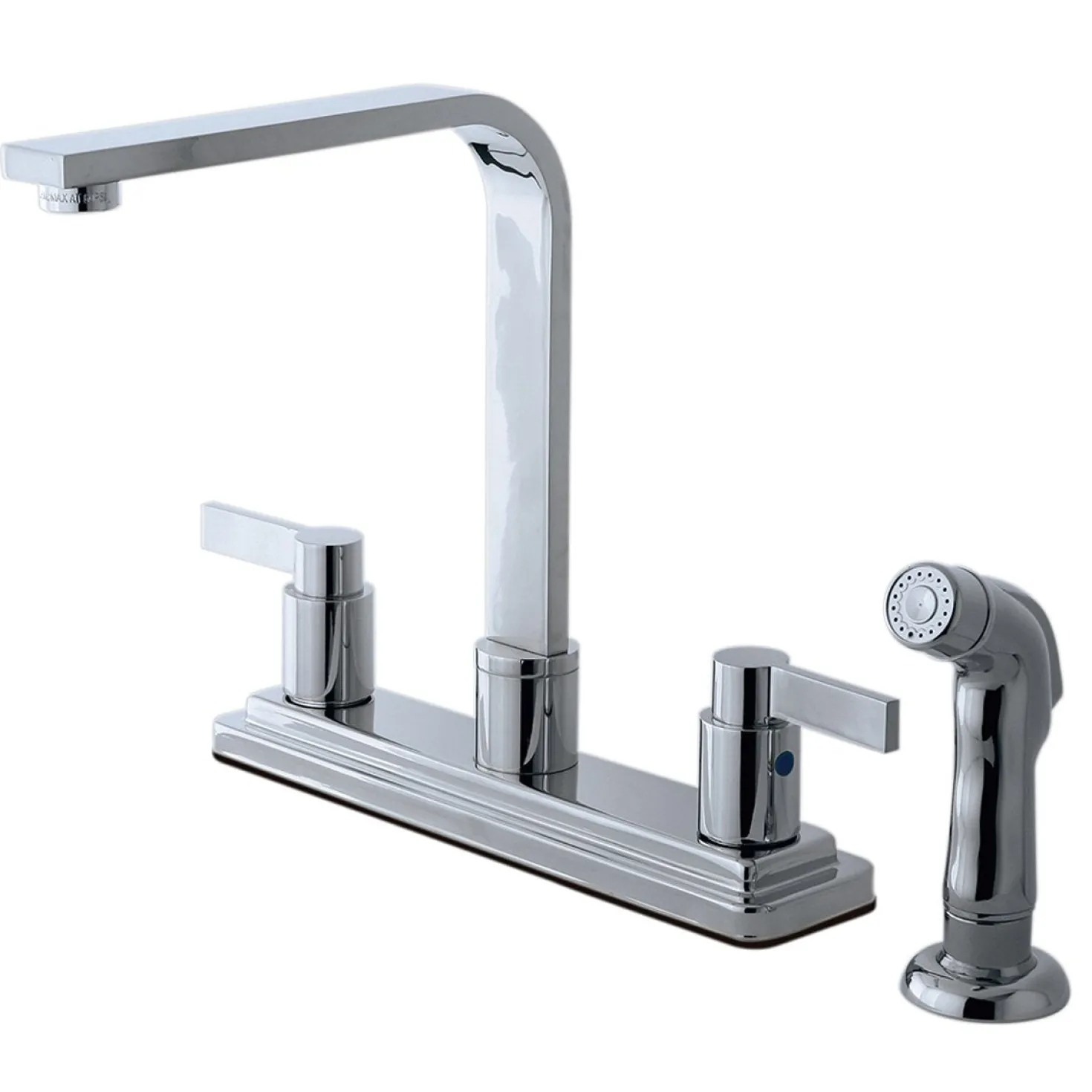 Kingston Brass NuvoFusion Double Handle High Rise Spout Kitchen Faucet with Side Sprayer