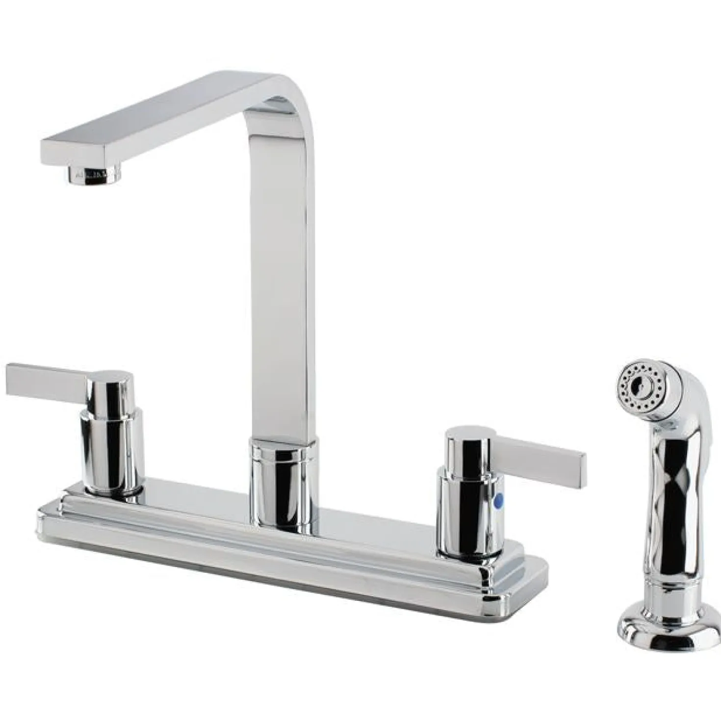 Kingston Brass NuvoFusion Double Handle High Rise Spout Kitchen Faucet with Side Sprayer