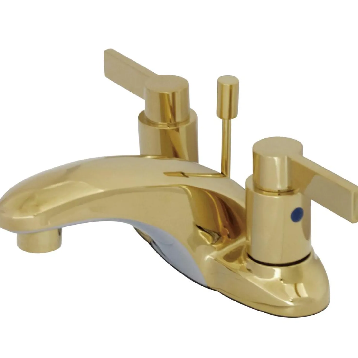Kingston Brass NuvoFusion Double Handle 4" Centerset Lavatory Faucet with Brass Pop-up