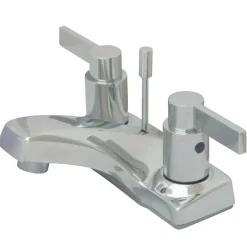 Kingston Brass NuvoFusion Double Handle 4" Centerset Lavatory Faucet with Brass Pop-up in Polished Chrome