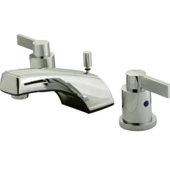Kingston Brass NuvoFusion Double Handle 4" to 16" Widespread Lavatory Faucet with Brass Pop-up