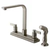 Kingston Brass Nuvofusion Euro high Rise Spout Kitchen Faucet with Side Sprayer