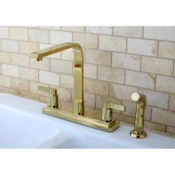 Kingston Brass Nuvofusion Euro high Rise Spout Kitchen Faucet with Side Sprayer