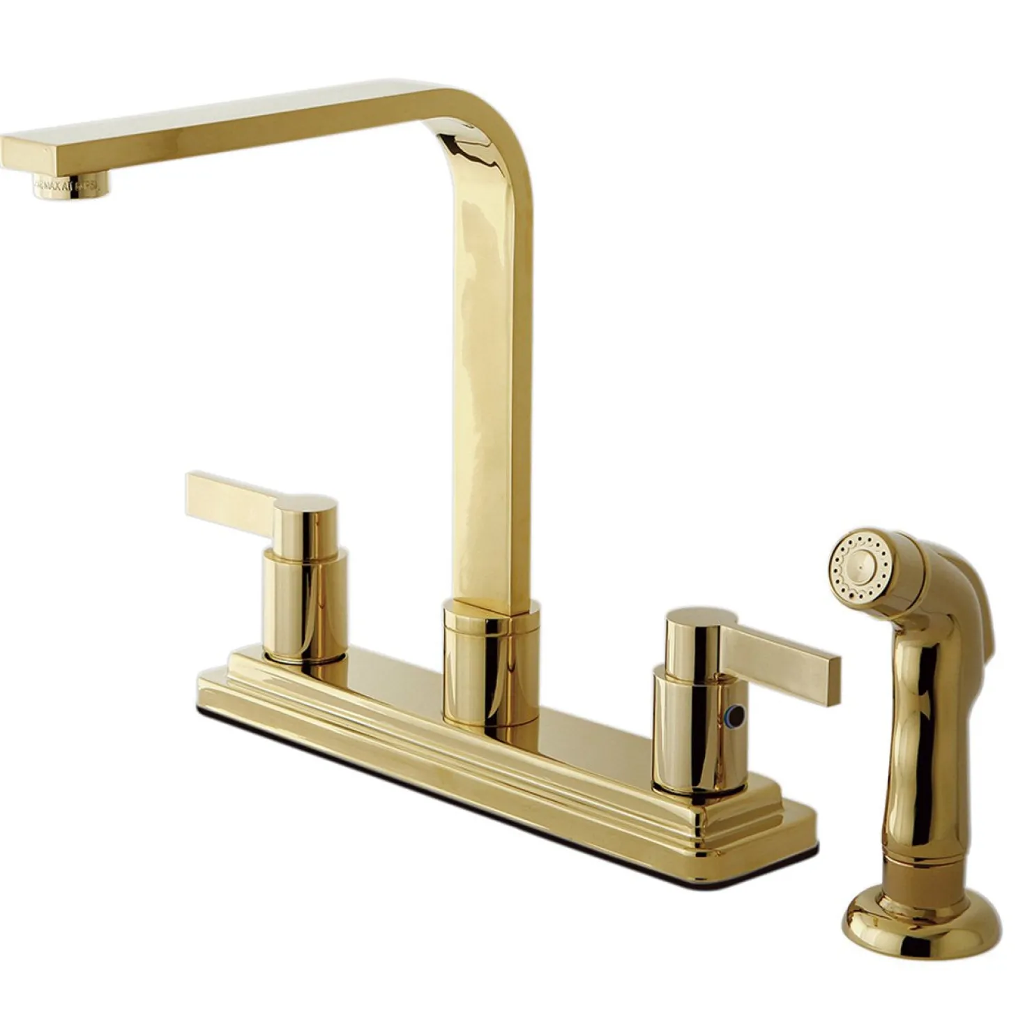 Kingston Brass Nuvofusion Euro high Rise Spout Kitchen Faucet with Side Sprayer