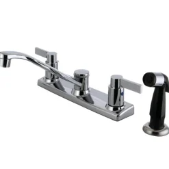 Kingston Brass NuvoFusion FB2122NDL 8-Inch Centerset Kitchen Faucet with Side Sprayer