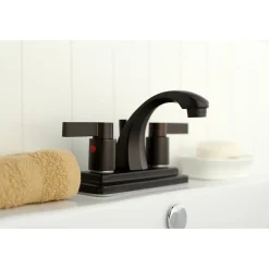 Kingston Brass NuvoFusion 4-Inch Centerset 2-Handle Bathroom Faucet