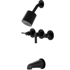 Kingston Brass NuvoFusion Three-Handle Tub and Shower Faucet