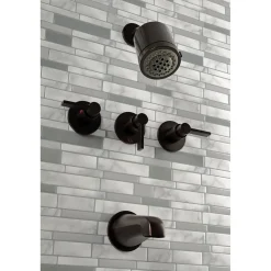 Kingston Brass NuvoFusion Three-Handle Tub and Shower Faucet