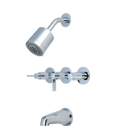 Kingston Brass NuvoFusion Three-Handle Tub and Shower Faucet