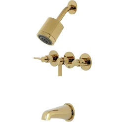 Kingston Brass NuvoFusion Three-Handle Tub and Shower Faucet