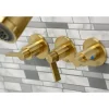 Kingston Brass NuvoFusion Three-Handle Tub and Shower Faucet in Brushed Brass
