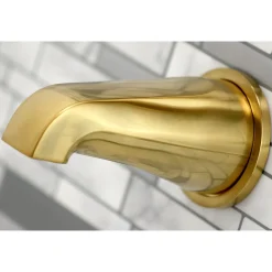 Kingston Brass NuvoFusion Three-Handle Tub and Shower Faucet in Brushed Brass