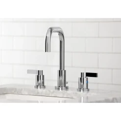 Kingston Brass NuvoFusion Widespread Bathroom Faucet with Brass Pop-Up