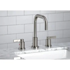 Kingston Brass NuvoFusion Widespread Bathroom Faucet with Brass Pop-Up