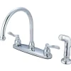 Kingston Brass Nuwave French Double Handle 8" Centerset Kitchen Faucet with Matching Sprayer