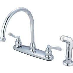 Kingston Brass Nuwave French Double Handle 8" Centerset Kitchen Faucet with Matching Sprayer