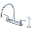 Kingston Brass Nuwave French Double Handle 8" Centerset Kitchen Faucet with White Sprayer
