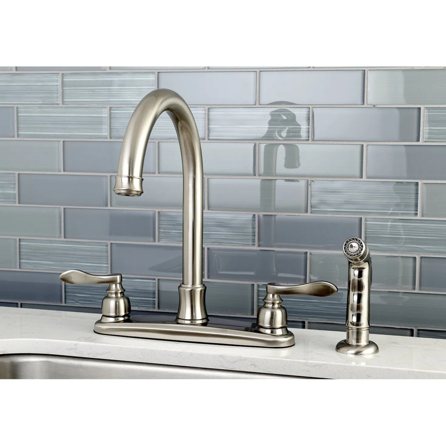Kingston Brass NuWave French 8-Inch Center Gooseneck Kitchen Faucet