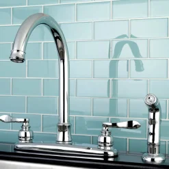 Kingston Brass NuWave French 8-Inch Center Gooseneck Kitchen Faucet