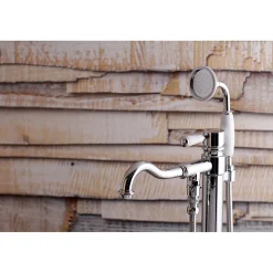 Kingston Brass Paris Freestanding Tub Faucet with Hand Shower and Single Handle