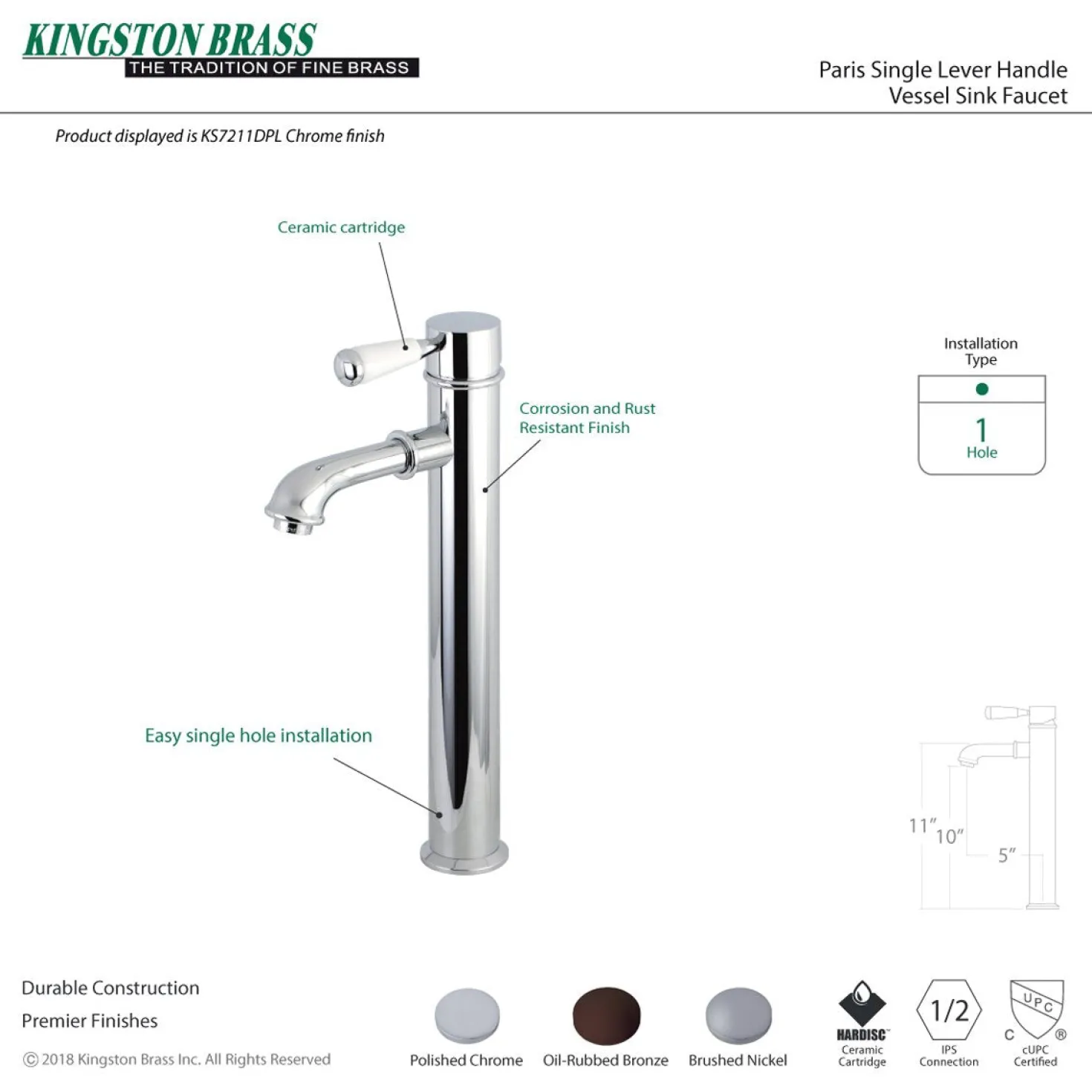 Kingston Brass Paris Single-Handle Vessel Sink Faucet