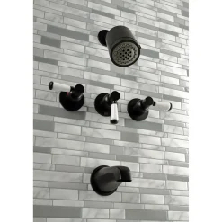 Kingston Brass Paris Three-Handle Tub and Shower Faucet