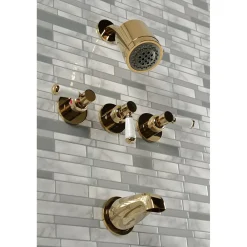 Kingston Brass Paris Three-Handle Tub and Shower Faucet
