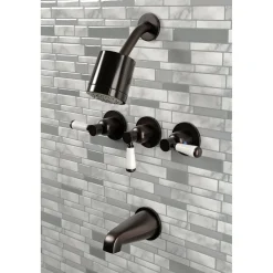 Kingston Brass Paris Three-Handle Tub and Shower Faucet