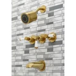 Kingston Brass Paris Three-Handle Tub and Shower Faucet