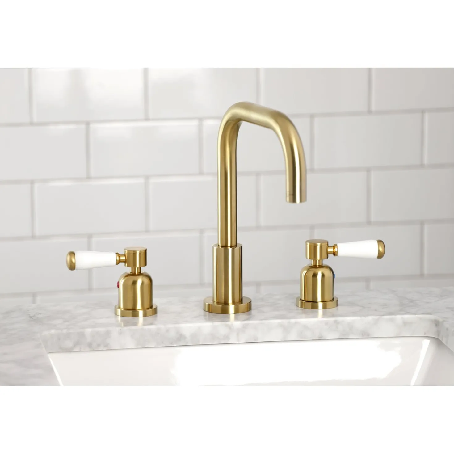 Kingston Brass Paris Widespread Bathroom Faucet with Brass Pop-Up