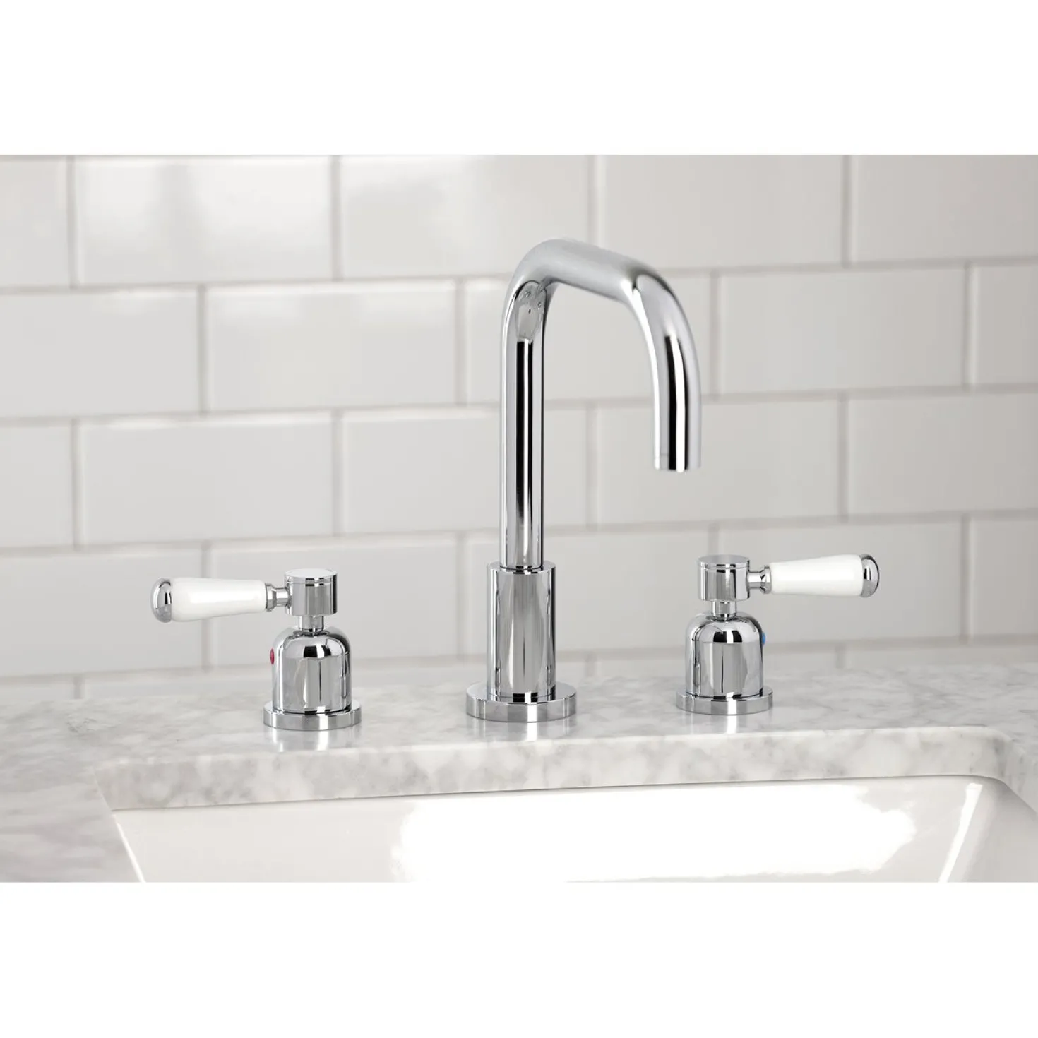 Kingston Brass Paris Widespread Bathroom Faucet with Brass Pop-Up