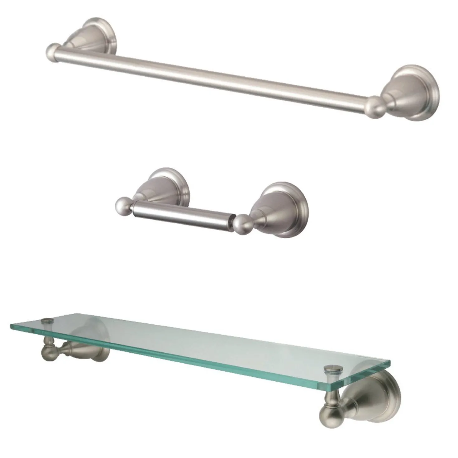 Kingston Brass 3-Piece Bathroom Accessories Set in Brushed Nickel