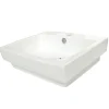 Kingston Brass Plaza White China Vessel Bathroom Sink with Overflow Hole and Faucet Hole