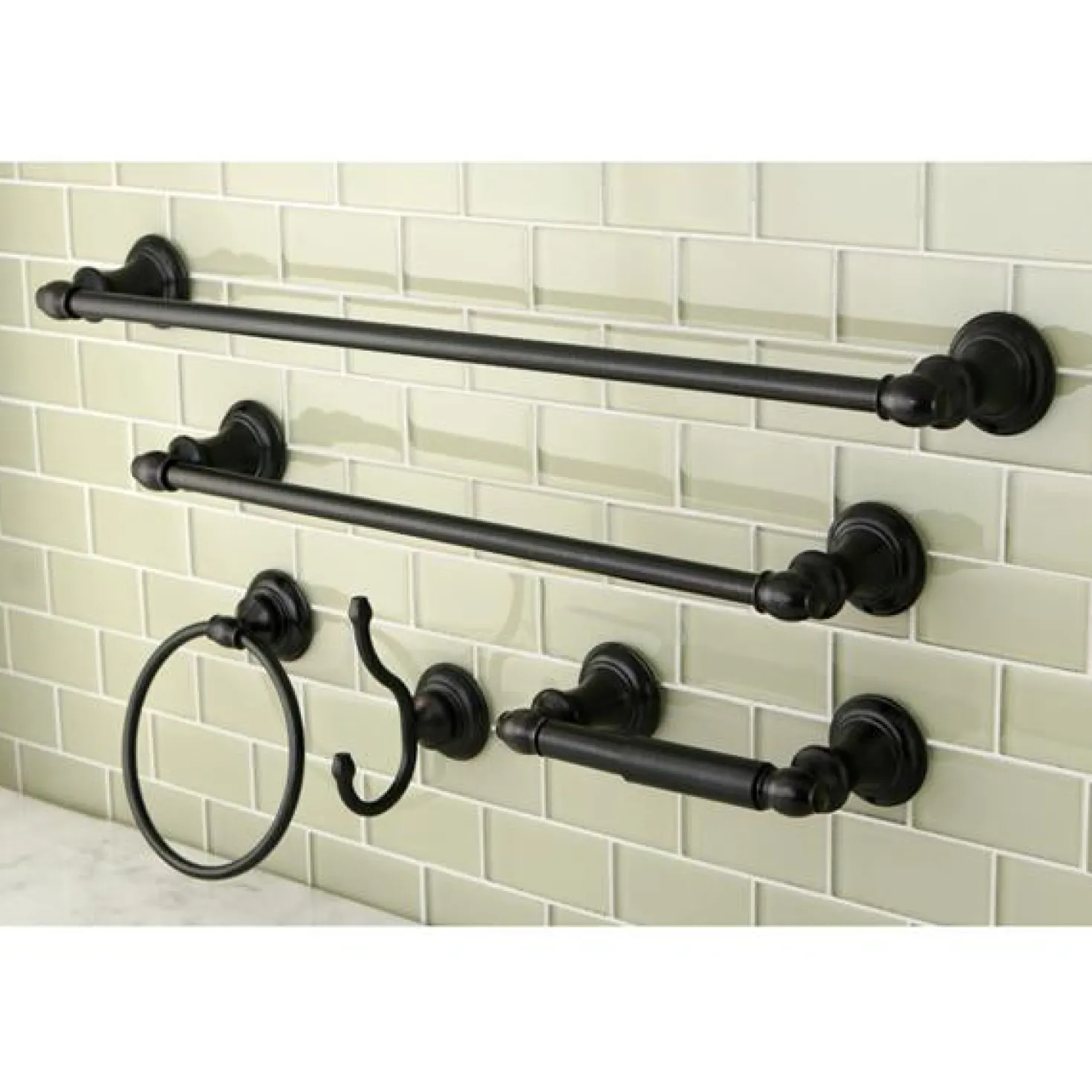 Kingston Brass Provence Collection 5-Piece Towel Bar Bath Hardware Set
