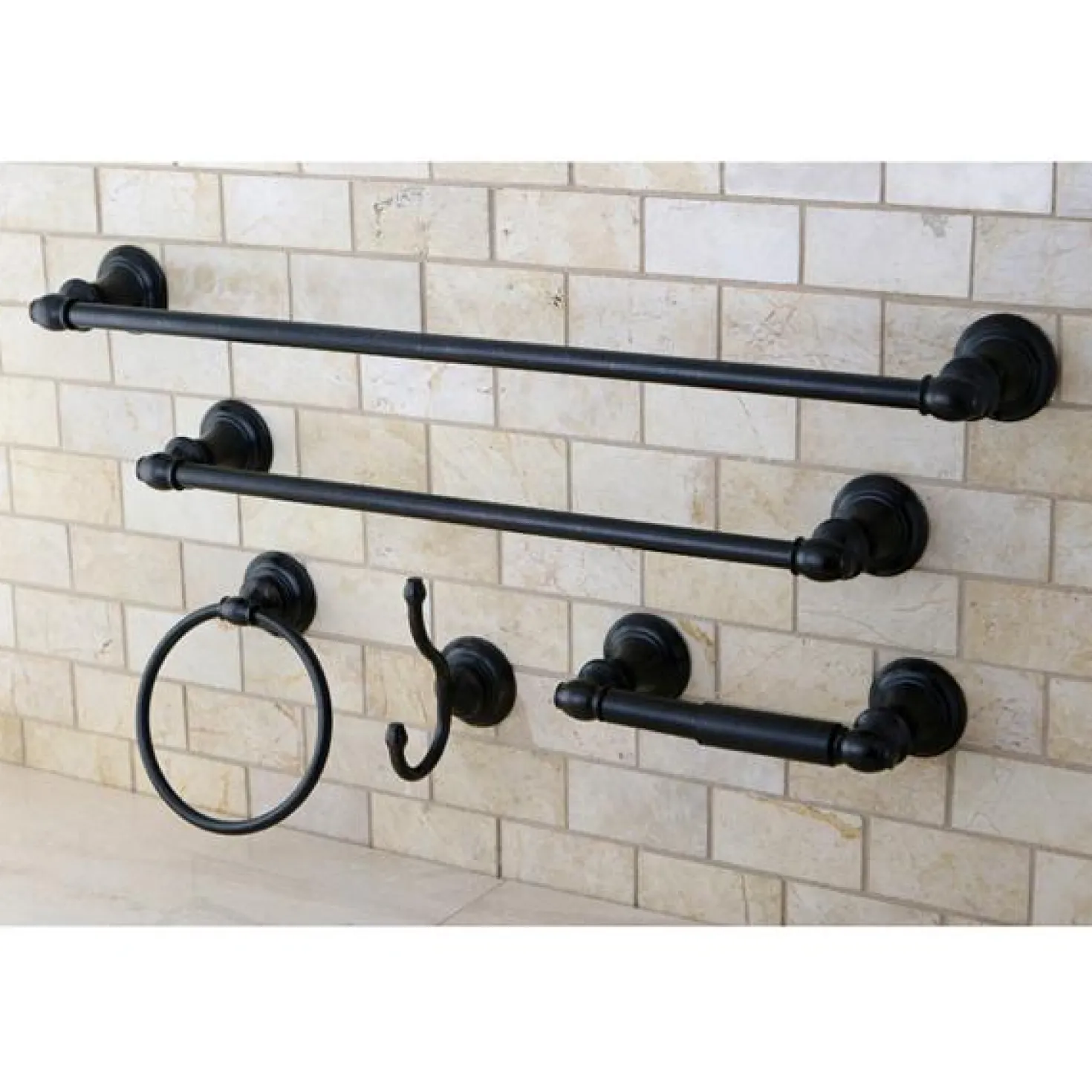 Kingston Brass Provence Collection 5-Piece Towel Bar Bath Hardware Set