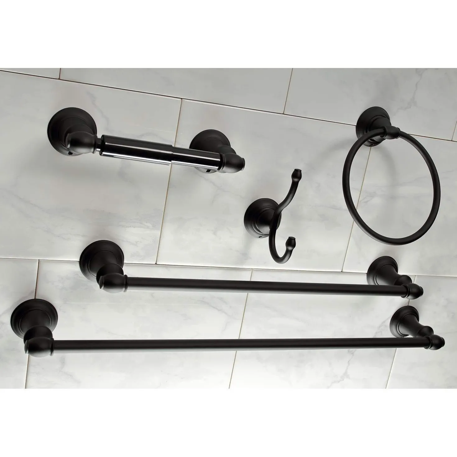 Kingston Brass Provence 5-Piece Bathroom Accessory Set in Black