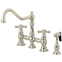Kingston Brass Restoration 8" Bridge Kitchen Faucet with Sprayer